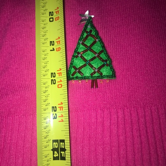 Wish For Joy Pink Holiday Sequins Christmas Trees Cardigan Button Down Sweater L - Picture 8 of 8